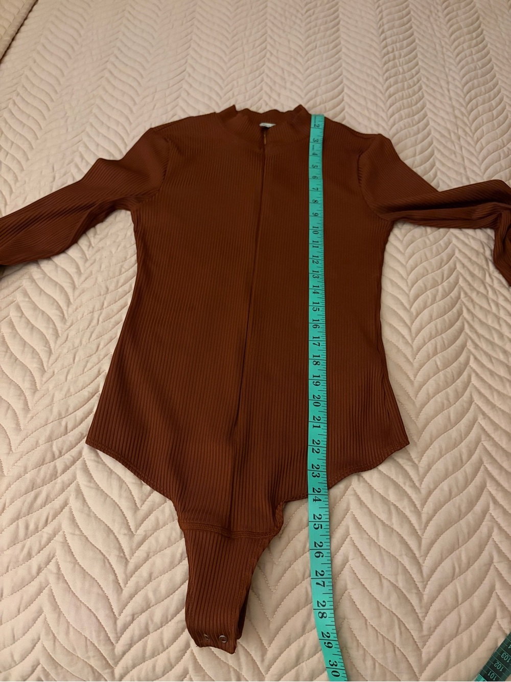 Abercrombie & Fitch Ribbed Zip Mock Neck Long Sleeve Bodysuit Brown M - Picture 11 of 11